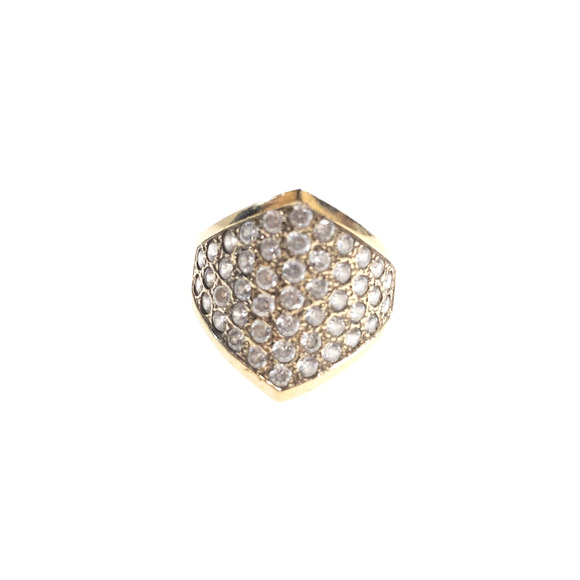 Unbranded Jewelry - 925 Gold Tone Cubic Zirconia Ring Chevron Saddle Hexagon Pave Size 6
